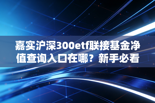 嘉实沪深300etf联接基金净值查询入口在哪？新手必看攻略！