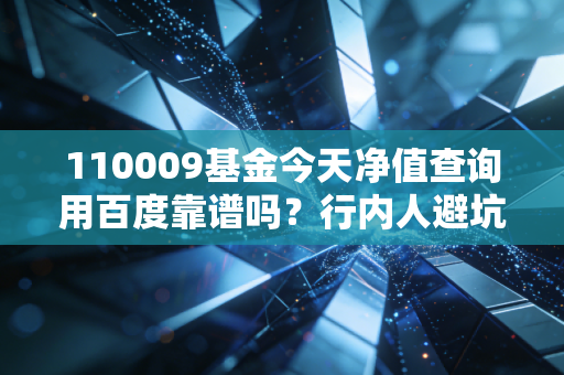 110009基金今天净值查询用百度靠谱吗？行内人避坑指南