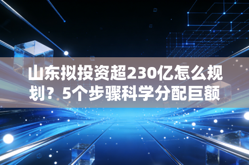 山东拟投资超230亿怎么规划？5个步骤科学分配巨额资金！