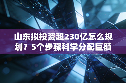 山东拟投资超230亿怎么规划？5个步骤科学分配巨额资金！