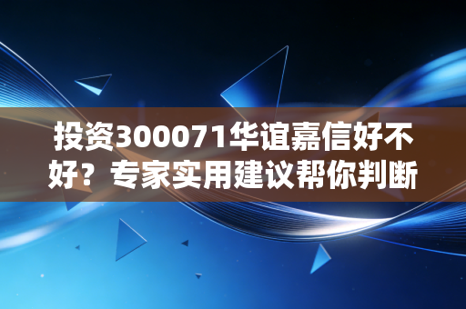 投资300071华谊嘉信好不好？专家实用建议帮你判断