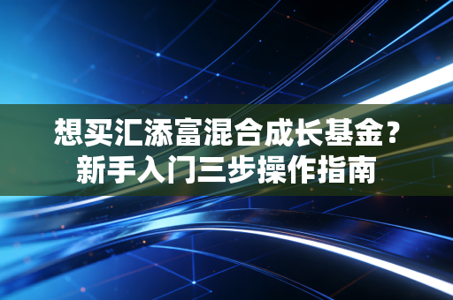 想买汇添富混合成长基金？新手入门三步操作指南