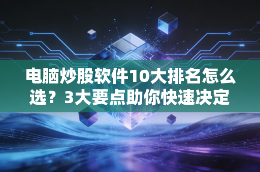 电脑炒股软件10大排名怎么选？3大要点助你快速决定！