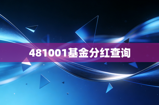 481001基金分红查询