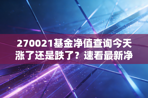 270021基金净值查询今天涨了还是跌了？速看最新净值！