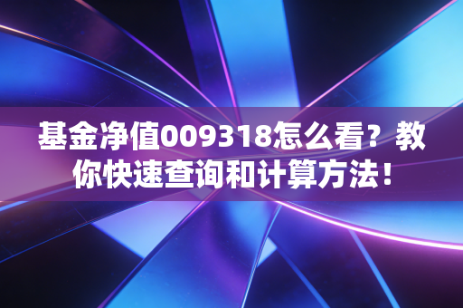 基金净值009318怎么看？教你快速查询和计算方法！