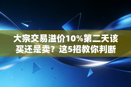 大宗交易溢价10%第二天该买还是卖？这5招教你判断