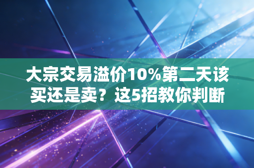 大宗交易溢价10%第二天该买还是卖？这5招教你判断