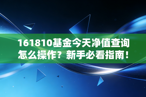 161810基金今天净值查询怎么操作？新手必看指南！