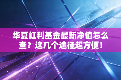 华夏红利基金最新净值怎么查？这几个途径超方便！