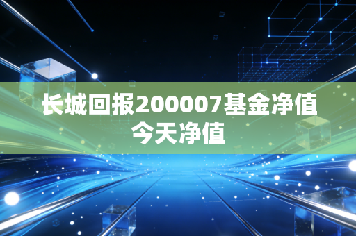 长城回报200007基金净值今天净值