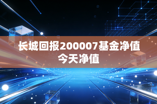 长城回报200007基金净值今天净值