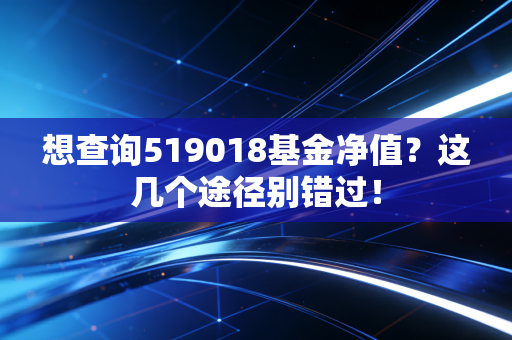 想查询519018基金净值？这几个途径别错过！
