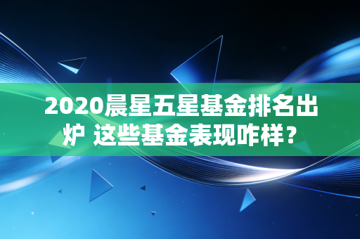 2020晨星五星基金排名出炉 这些基金表现咋样？