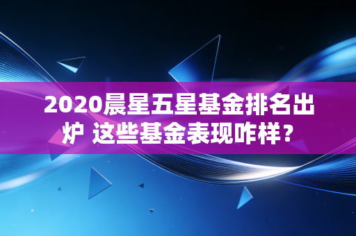 2020晨星五星基金排名出炉 这些基金表现咋样？
