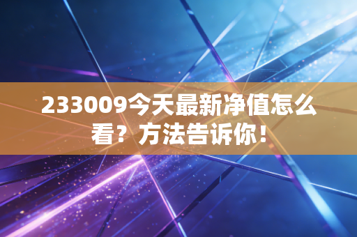 233009今天最新净值怎么看？方法告诉你！