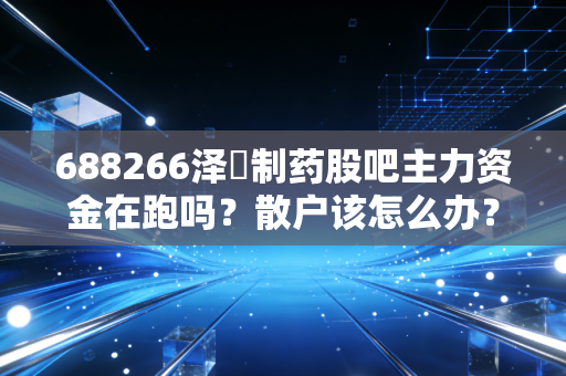 688266泽璟制药股吧主力资金在跑吗？散户该怎么办？