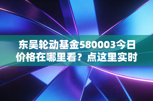 东吴轮动基金580003今日价格在哪里看？点这里实时查询最新净值