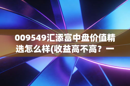 009549汇添富中盘价值精选怎么样(收益高不高？一文看懂投资价值)