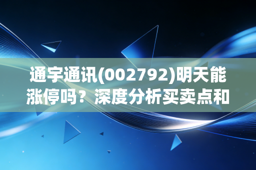 通宇通讯(002792)明天能涨停吗？深度分析买卖点和风险！