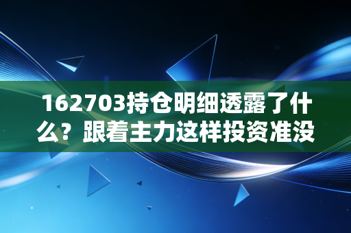 162703持仓明细透露了什么？跟着主力这样投资准没错！