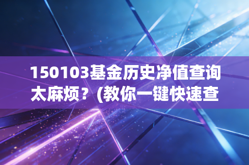 150103基金历史净值查询太麻烦？(教你一键快速查询方法)