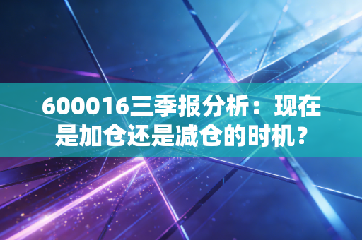 600016三季报分析：现在是加仓还是减仓的时机？