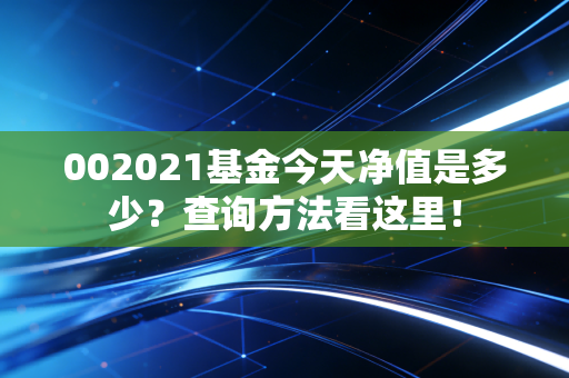 002021基金今天净值是多少？查询方法看这里！