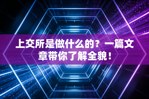 上交所是做什么的？一篇文章带你了解全貌！