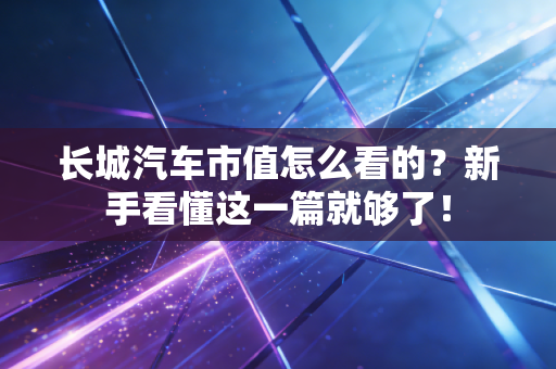 长城汽车市值怎么看的？新手看懂这一篇就够了！
