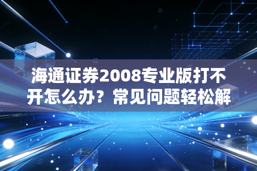 海通证券2008专业版打不开怎么办？常见问题轻松解决！