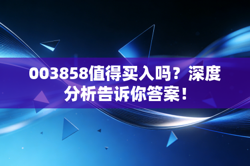 003858值得买入吗？深度分析告诉你答案！