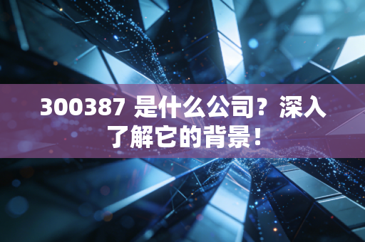 300387 是什么公司?深入了解它的背景!