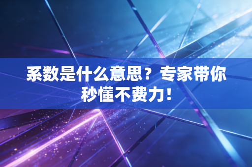 系数是什么意思?专家带你秒懂不费力!