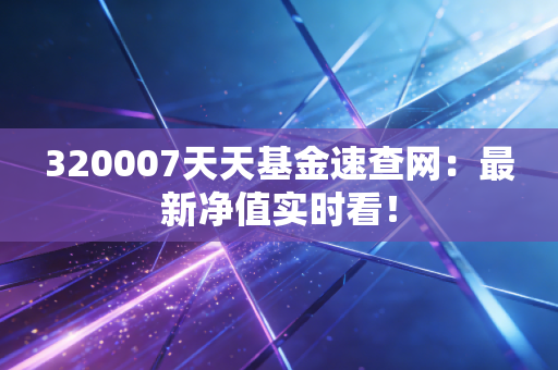 320007天天基金速查网：最新净值实时看！