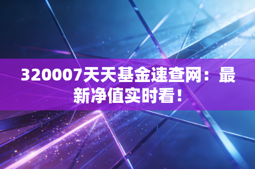 320007天天基金速查网：最新净值实时看！