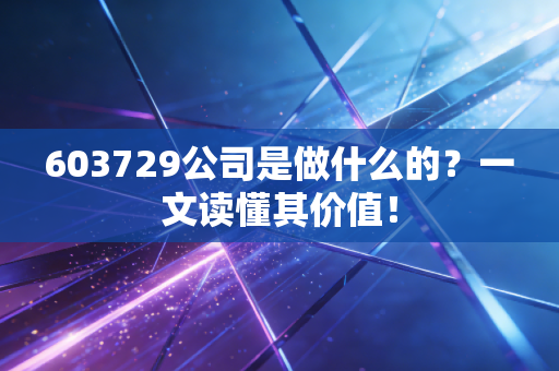 603729公司是做什么的？一文读懂其价值！