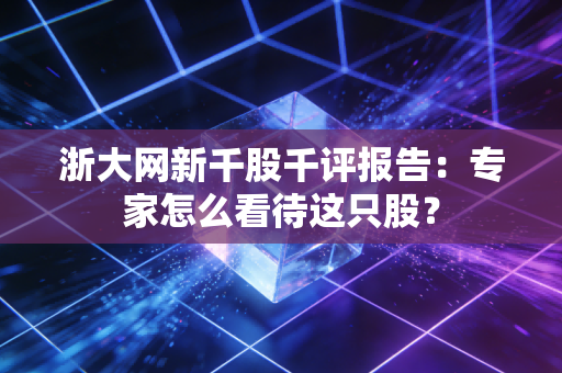浙大网新千股千评报告：专家怎么看待这只股？