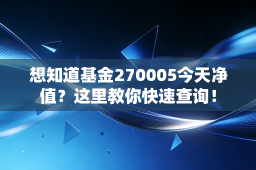 想知道基金270005今天净值？这里教你快速查询！