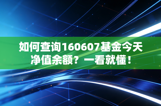 如何查询160607基金今天净值余额？一看就懂！