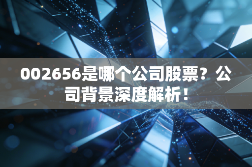 002656是哪个公司股票？公司背景深度解析！