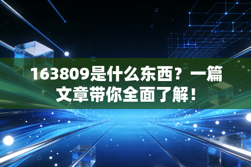 163809是什么东西?一篇文章带你全面了解!