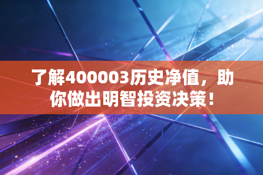 了解400003历史净值，助你做出明智投资决策！