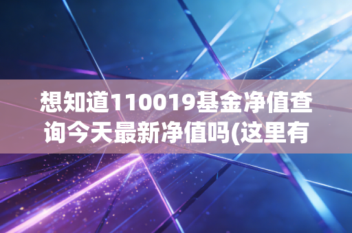 想知道110019基金净值查询今天最新净值吗(这里有最全数据)