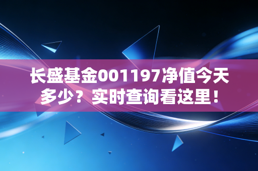 长盛基金001197净值今天多少？实时查询看这里！