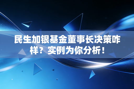 民生加银基金董事长决策咋样？实例为你分析！