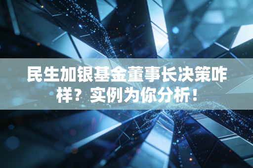 民生加银基金董事长决策咋样？实例为你分析！