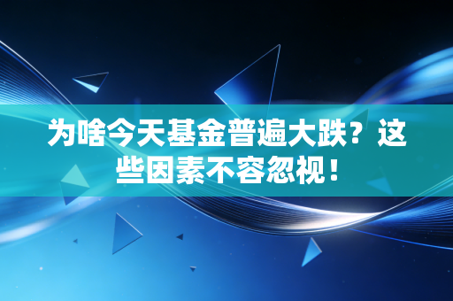 为啥今天基金普遍大跌？这些因素不容忽视！