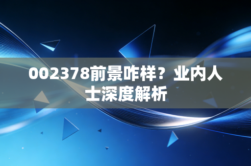 002378前景咋样？业内人士深度解析