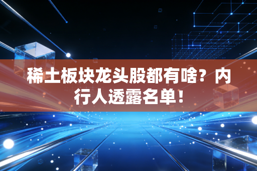 稀土板块龙头股都有啥？内行人透露名单！